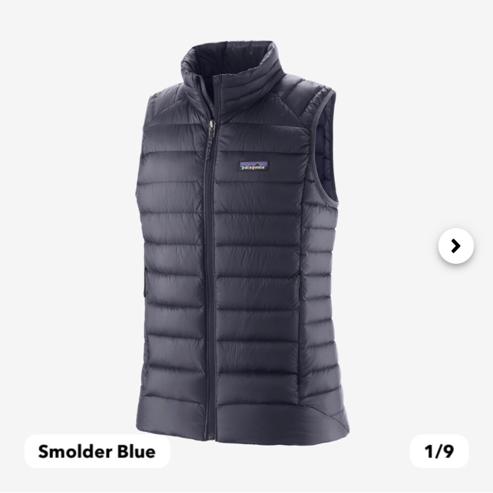 Patagonia Women's Down Sweater Vest Size Small Skiing Snow Smolder Blue Puffer